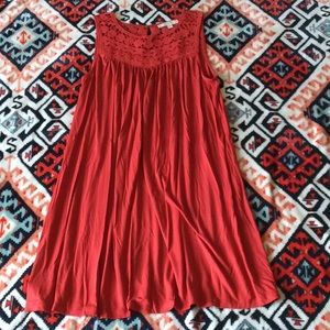Ann Taylor LOFT red crochet swing dress